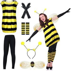 Laumoi 8 Pcs Bee Costume Set Bee Fancy Dress Outfit Halloween Children's Medium